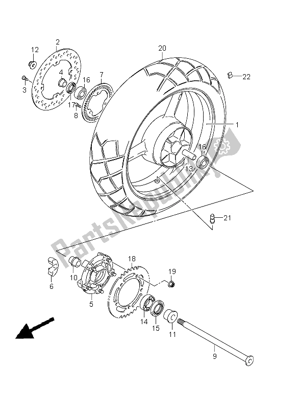 Toutes les pièces pour le Roue Arrière (dl650a E24) du Suzuki DL 650A V Strom 2011