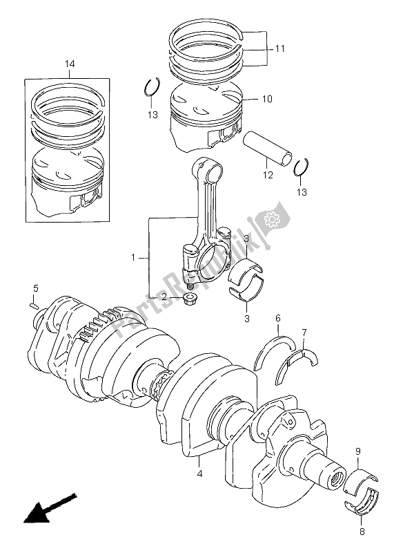 All parts for the Crankshaft of the Suzuki GSF 1200 Nssa Bandit 1998