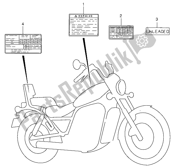 Tutte le parti per il Etichetta Di Avvertenze del Suzuki VS 800 GL Intruder 1993