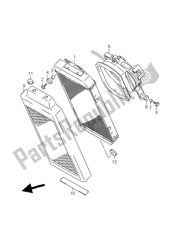 All parts for the Radiator of the Suzuki VL 800C Volusia 2007