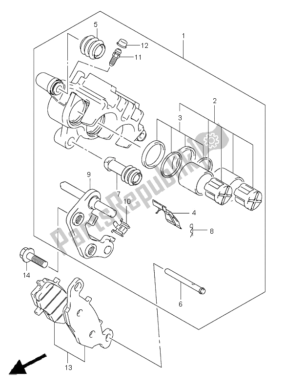 All parts for the Front Caliper of the Suzuki VL 800 Volusia 2002