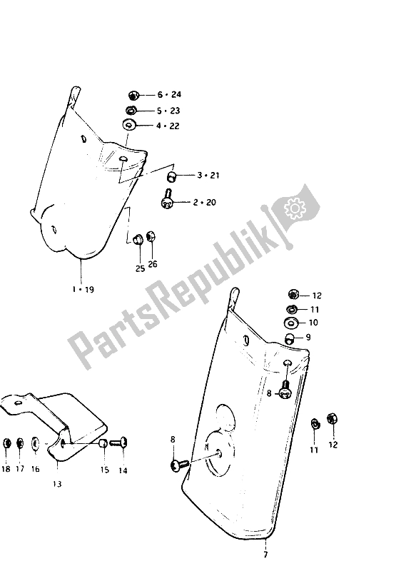 Tutte le parti per il Estensione Parafango Posteriore del Suzuki GS 1100G 1986