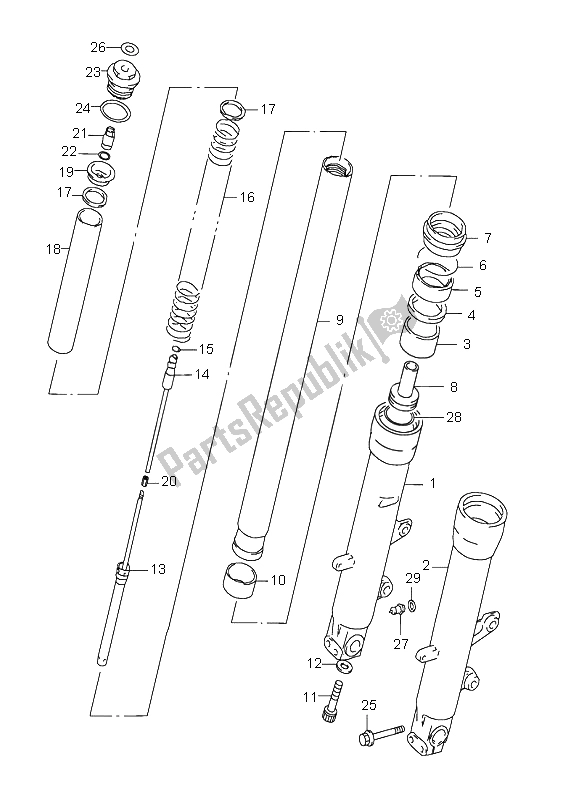 Toutes les pièces pour le Amortisseur Avant du Suzuki GSX R 600 1998