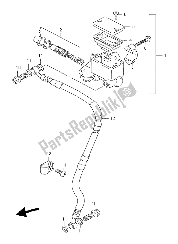 All parts for the Front Master Cylinder of the Suzuki DR 125 SE 2000