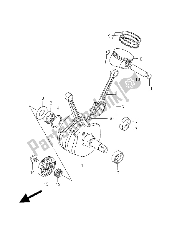 All parts for the Crankshaft of the Suzuki VL 1500 Intruder LC 2005