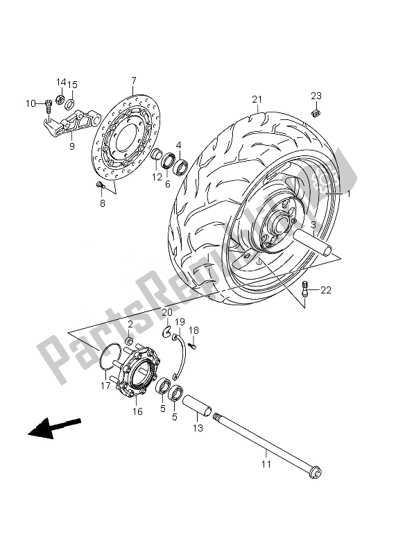 Todas as partes de Roda Traseira do Suzuki VZR 1800 Rnzr M Intruder 2010