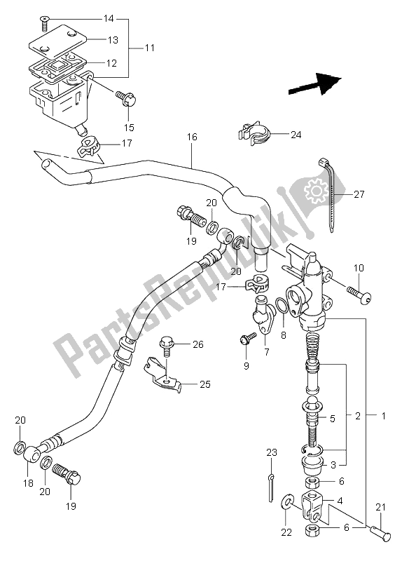 All parts for the Rear Master Cylinder of the Suzuki SV 650 NS 2002