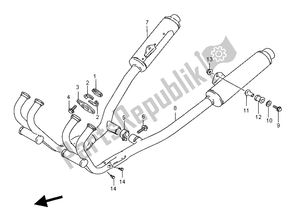All parts for the Muffler of the Suzuki GSX 750F 1995
