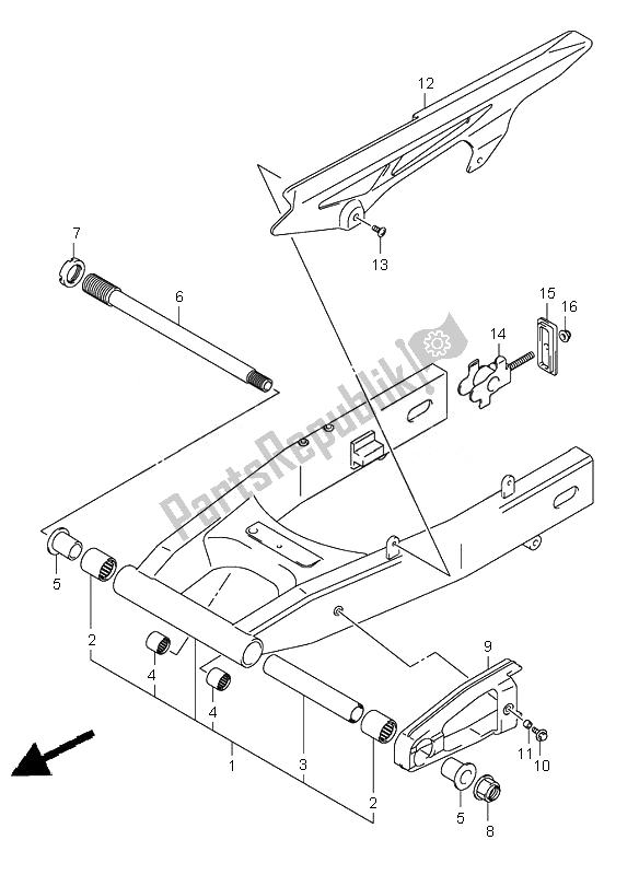 Todas las partes para Brazo Oscilante Trasero de Suzuki SV 650 Nsnasa 2007