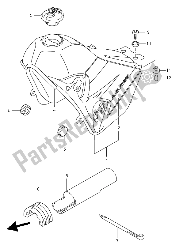 All parts for the Fuel Tank of the Suzuki DR Z 400S 2004