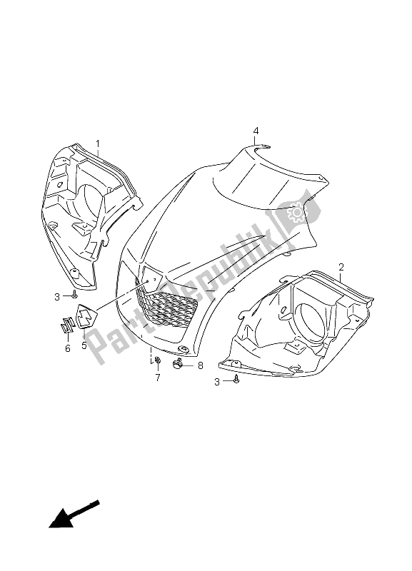 All parts for the Headlamp Housing of the Suzuki LT F 250 Ozark 2008