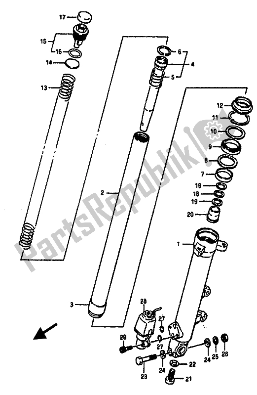All parts for the Front Rh Damper of the Suzuki GSX R 1100 1987