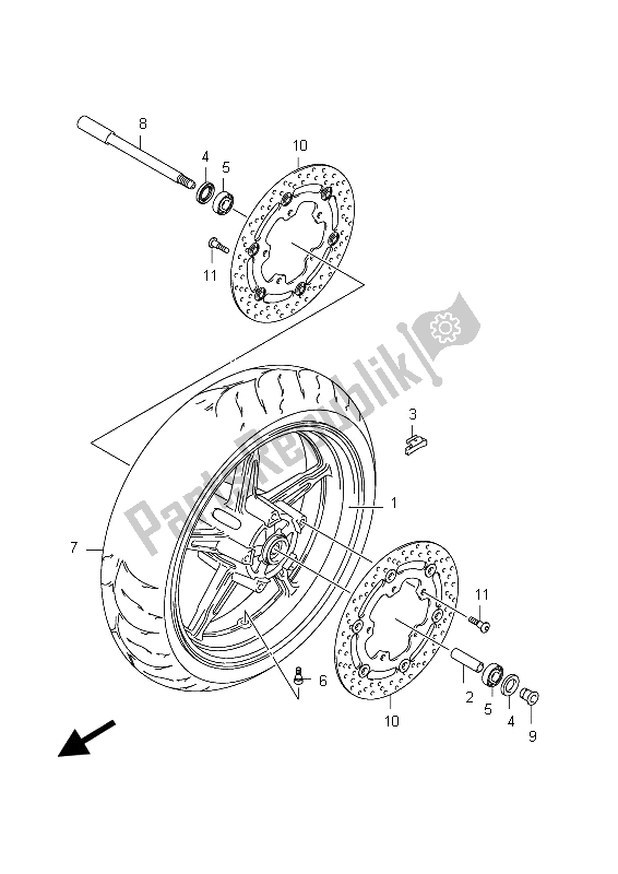 All parts for the Front Wheel (sfv650 E24) of the Suzuki SFV 650A Gladius 2012