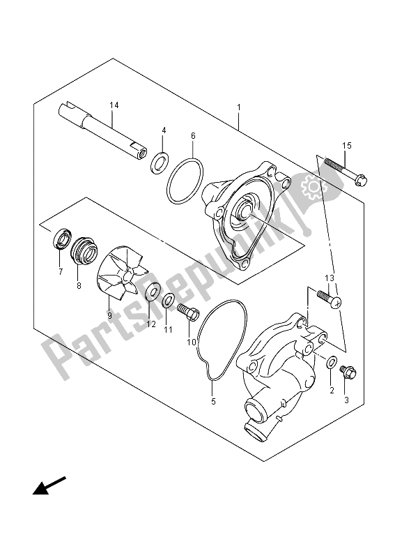 All parts for the Water Pump of the Suzuki GW 250 Inazuma 2015