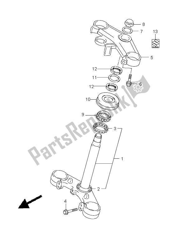 All parts for the Steering Stem (sv650s-su-sa-sua) of the Suzuki SV 650 Nsnasa 2009