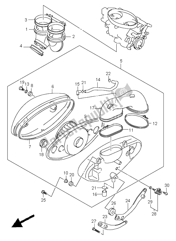 All parts for the Air Cleaner of the Suzuki VL 800Z Volusia 2005