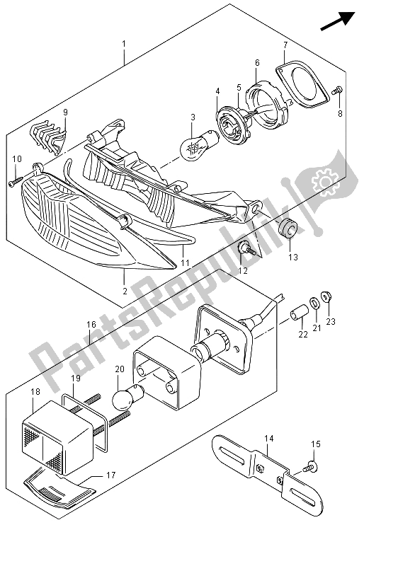 Tutte le parti per il Luce Di Combinazione Posteriore del Suzuki GSF 1250 SA Bandit 2015