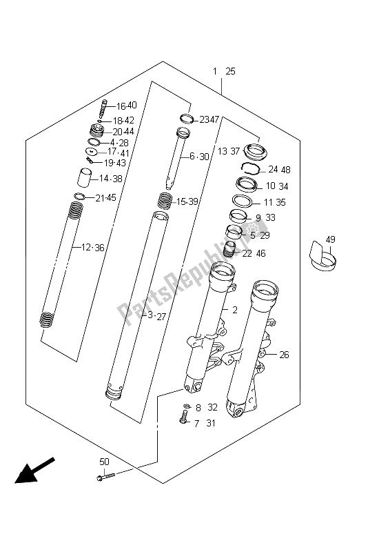 All parts for the Front Damper (sfv650a E21) of the Suzuki SFV 650A Gladius 2012