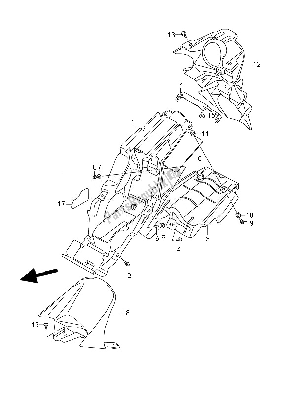 Toutes les pièces pour le Garde-boue Arrière du Suzuki GSR 600A 2007