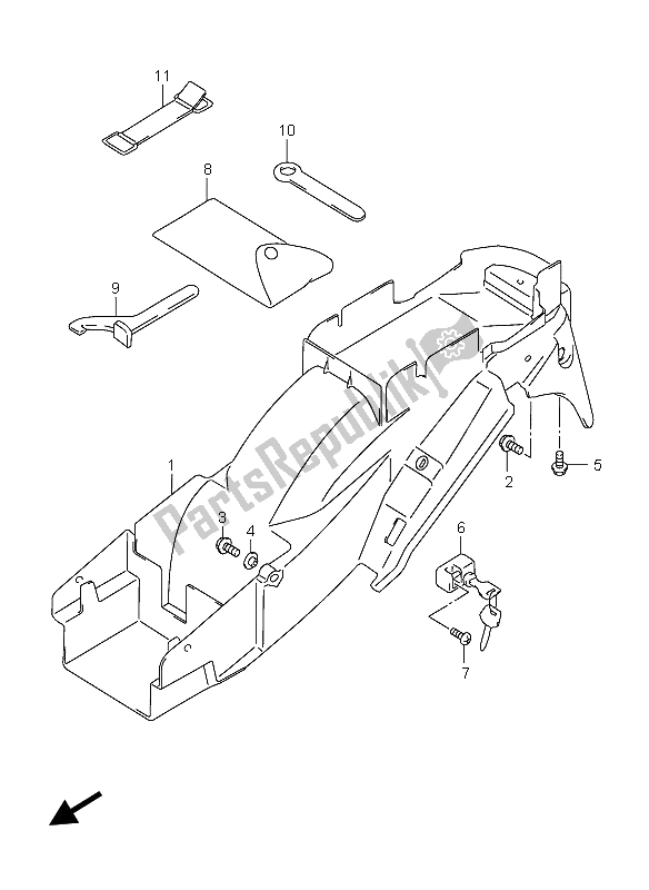 Tutte le parti per il Parafango Posteriore del Suzuki GSX 600F 2005