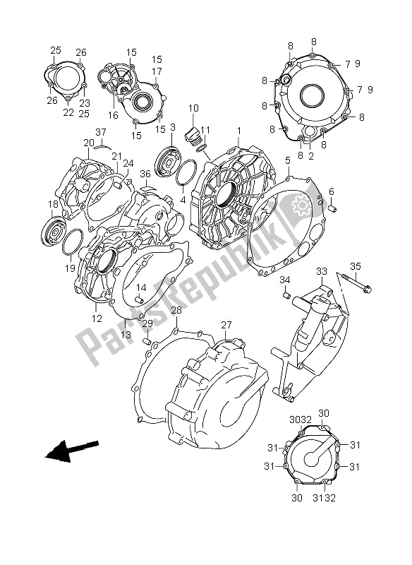 Tutte le parti per il Coperchio Del Carter del Suzuki GSR 600A 2007