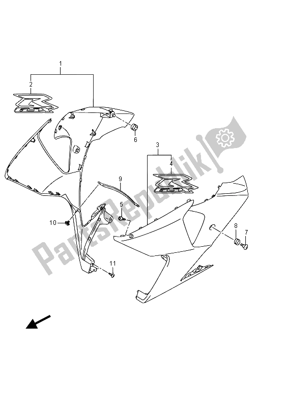 Alle onderdelen voor de Zijbekleding (arb-ar4) van de Suzuki GSX R 1000 2015
