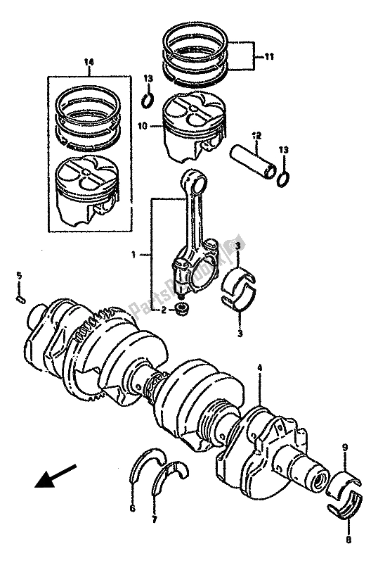 Todas las partes para Cigüeñal de Suzuki GSX 750F 1994