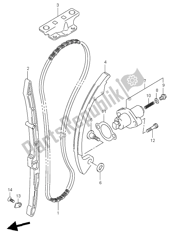 All parts for the Cam Chain of the Suzuki LT Z 400 Quadsport 2004