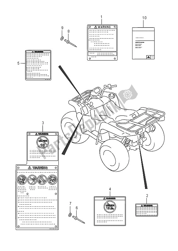 All parts for the Label of the Suzuki LT A 500 XP Kingquad AXI 4X4 2016