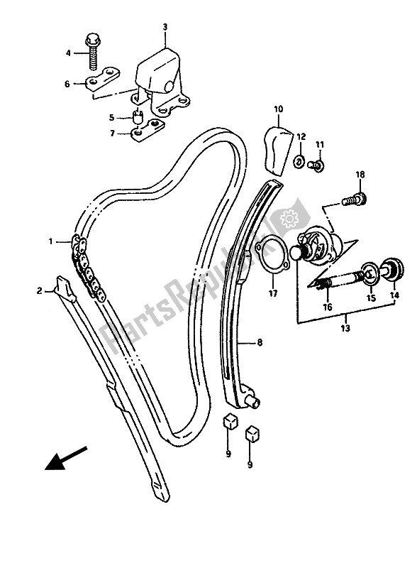 All parts for the Cam Chain of the Suzuki GSX R 1100 1990