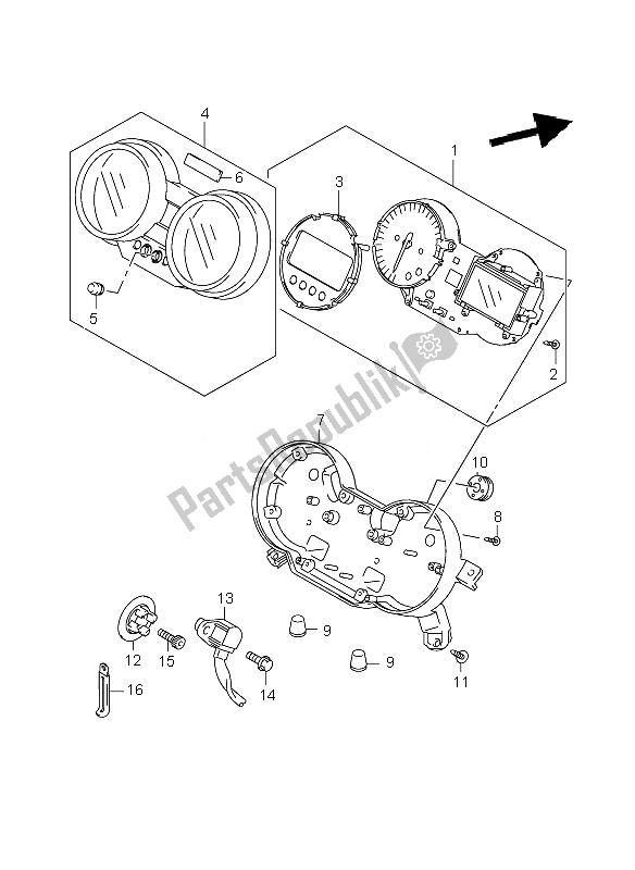 All parts for the Speedometer (gsf1250sa) of the Suzuki GSF 1250 Nsnasa Bandit 2007