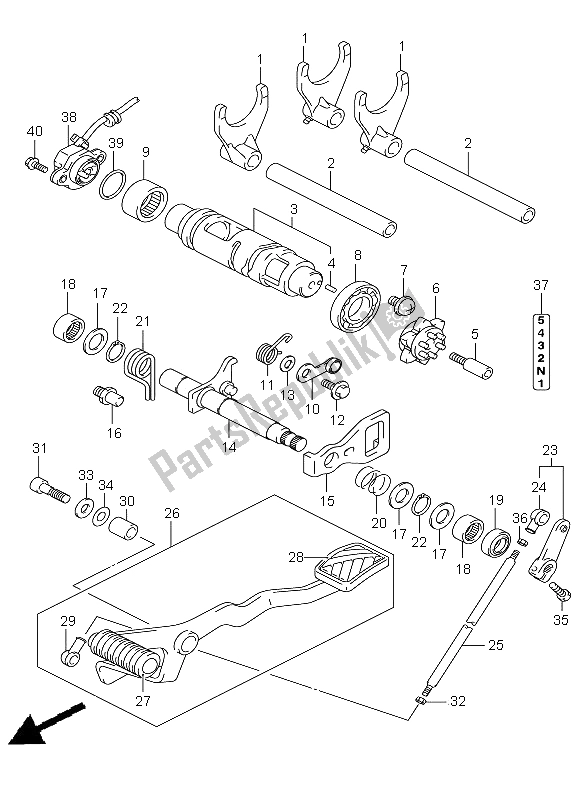 All parts for the Gear Shifting of the Suzuki VLR 1800R C 1800 Intruder 2008