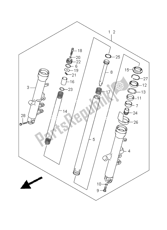 Tutte le parti per il Ammortizzatore Anteriore (sfv650-u) del Suzuki SFV 650A Gladius 2010