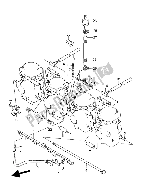 Alle onderdelen voor de Carburateur Fittingen van de Suzuki GSX 750F 2001