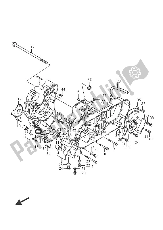 All parts for the Crankcase (an400a) of the Suzuki Burgman AN 400 ZZA 2016