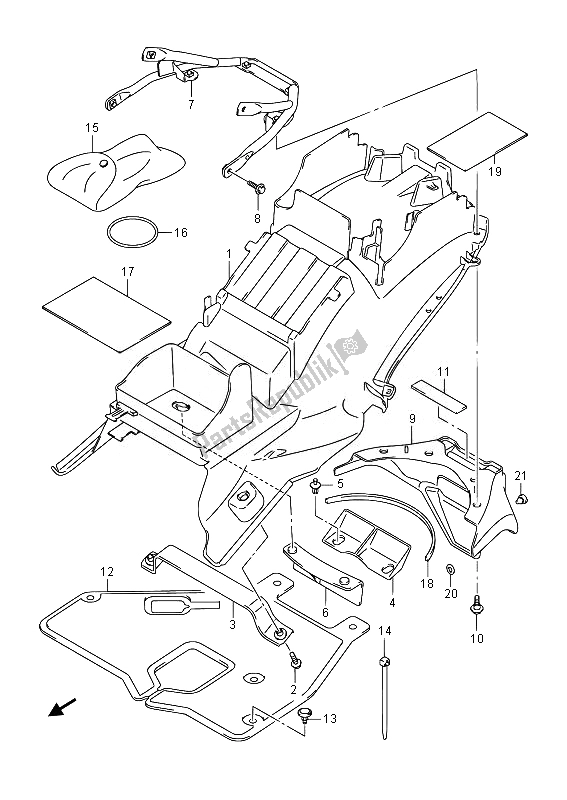 All parts for the Rear Fender (gsx1300ra E19) of the Suzuki GSX 1300 RA Hayabusa 2014