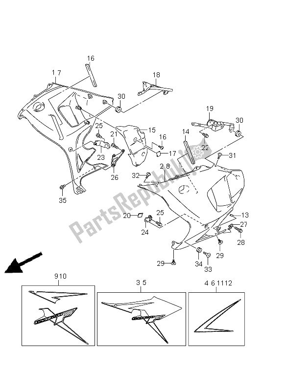 Todas las partes para Bajo Carenado (gsx650fu E24) de Suzuki GSX 650 FA 2011