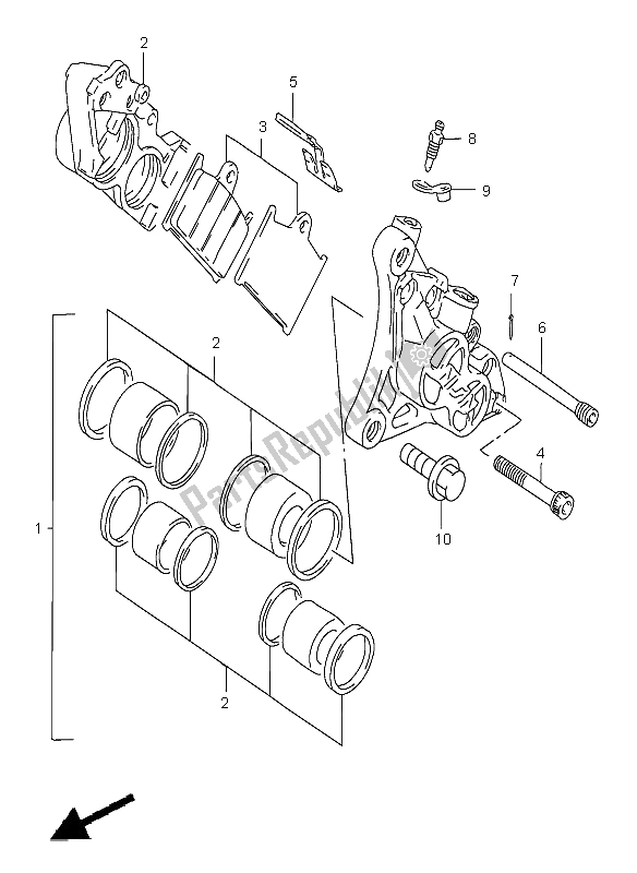 All parts for the Front Caliper (gsf1200sa) of the Suzuki GSF 1200 Nssa Bandit 1998