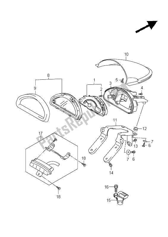 All parts for the Speedometer of the Suzuki VZ 1500 Intruder 2009