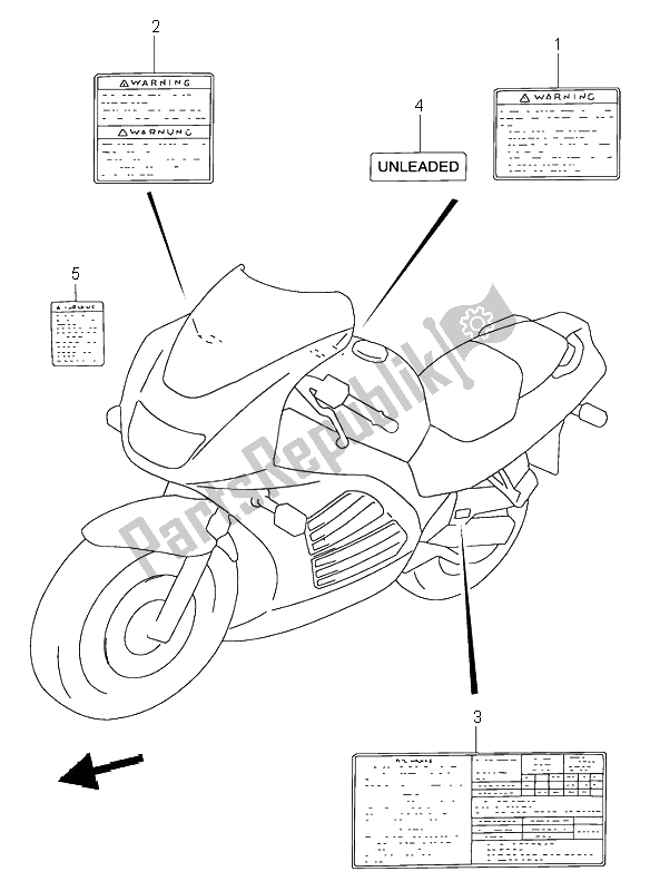 All parts for the Label of the Suzuki RF 900R 1996