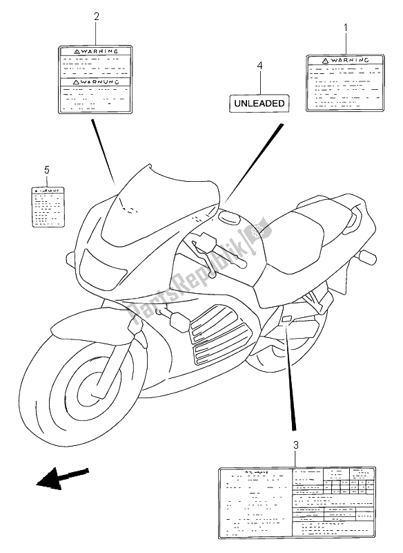 Tutte le parti per il Etichetta del Suzuki RF 900R 1996