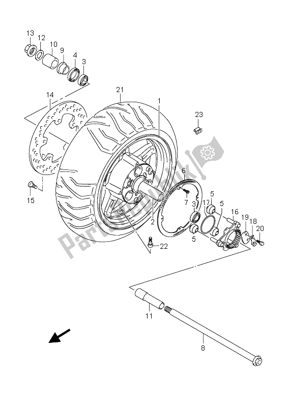 Tutte le parti per il Ruota Posteriore (an650a) del Suzuki AN 650A Burgman Executive 2006