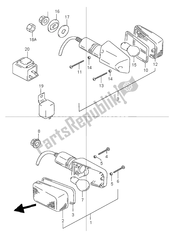 Tutte le parti per il Indicatore Di Direzione del Suzuki TR 50S Street Magic 2000