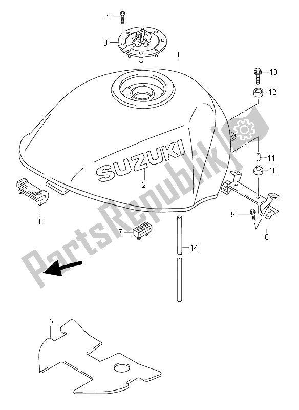 Alle onderdelen voor de Benzinetank van de Suzuki RF 600R 1996