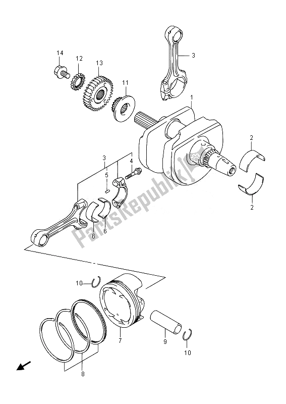 Todas las partes para Cigüeñal de Suzuki SFV 650A Gladius 2014
