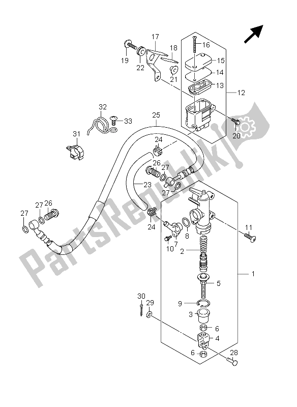 Todas as partes de Cilindro Mestre Traseiro (gsr750 E24) do Suzuki GSR 750A 2012