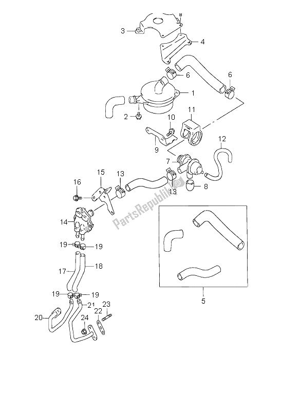 All parts for the Second Air (e18-e39) of the Suzuki GS 500E 1999