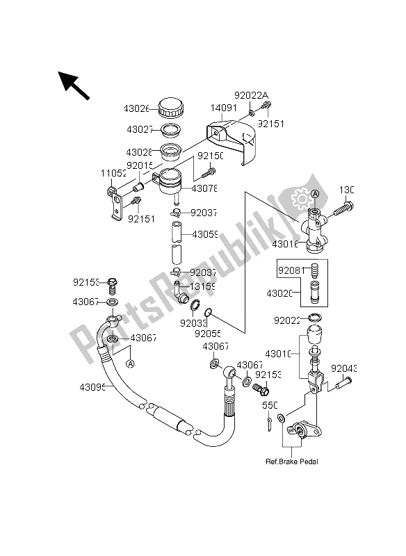 All parts for the Rear Master Cylinder of the Suzuki VZ 1600 Marauder 2005