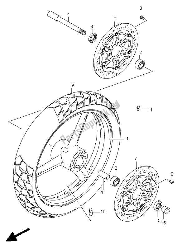 All parts for the Front Wheel of the Suzuki DL 1000 V Strom 2004