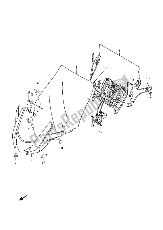 All parts for the Windscreen of the Suzuki AN 650Z Burgman Executive 2014